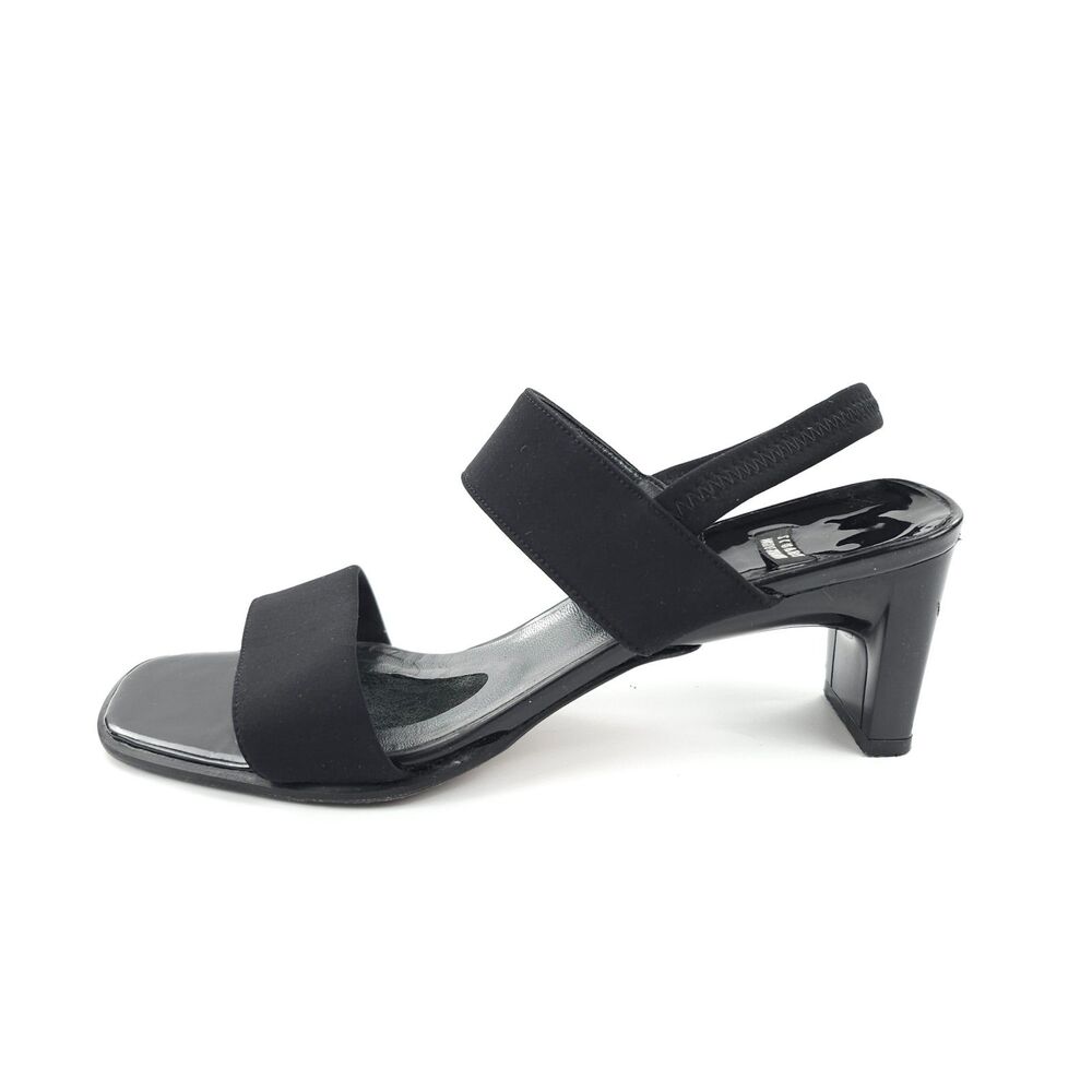 STUART WEITZMAN 90s Sling Back Mid Heels Black Y2k Minimal Baddie Clean Girl 8.5